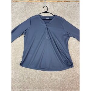 OGIO Womens 2XL Charcoal Gray 3/4 Sleeve Performance Henley Mesh Golf Top Plus